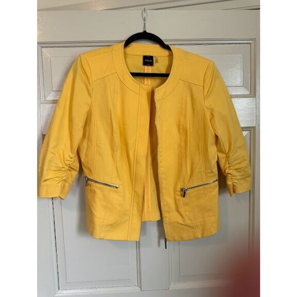Rafaella Women’s 8 Full Zip Ruched 3/4 Sleeve Jacket Blazer Yellow Office NEW